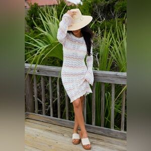 White and Pink Knit Dress